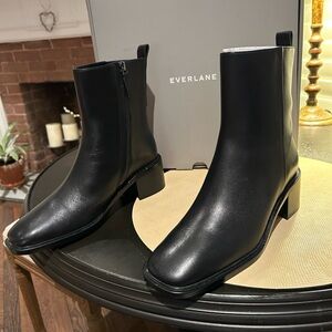 Everlane Havana Black Ankle Booties with Block Heel